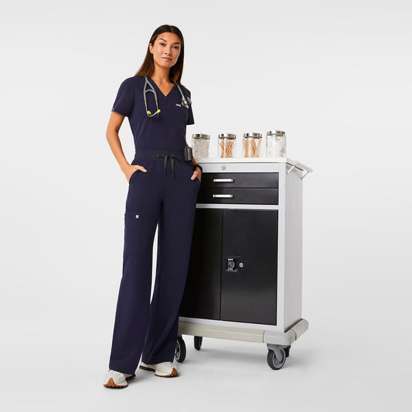 Women's Navy Isabel High-Rise Wide-Leg - Petite Scrub Pant