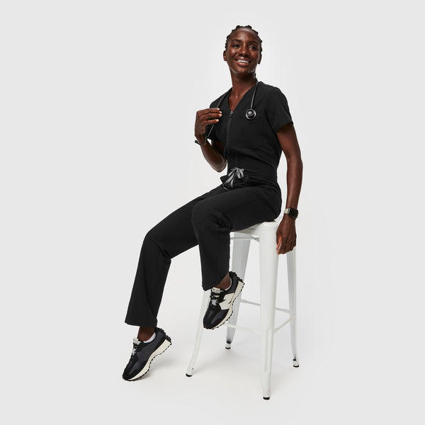 Women's Black Catarina Straight-Leg - ScrubJumpsuit™