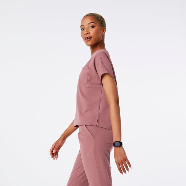 Women's Mauve Arua Relaxed Scoop Neck - Scrub Top