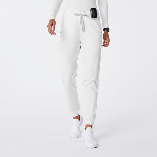 Women's Optic White Regina High-Rise Slim Jogger - Petite Scrub Pant