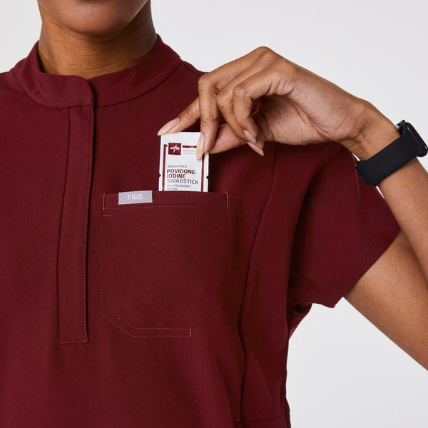 Women's Burgundy Montex Relaxed Scrub Top