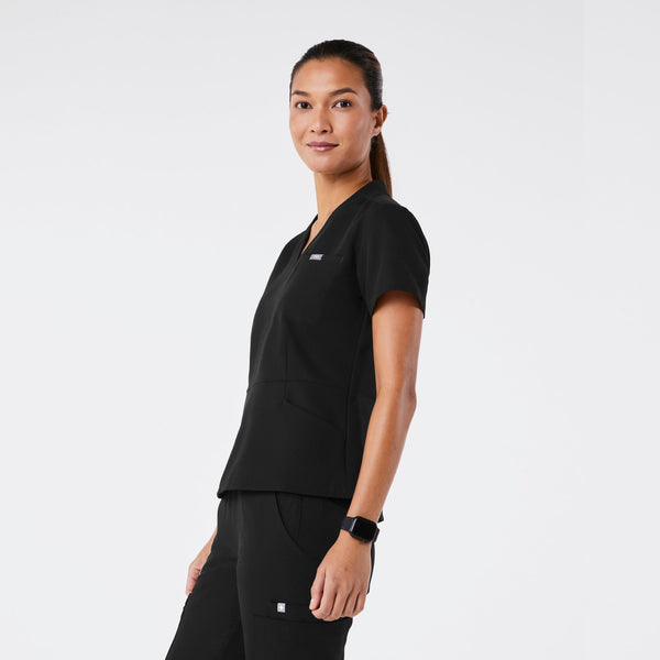 Women's Black Lillian Slim V-Neck Peplum - Scrub Top