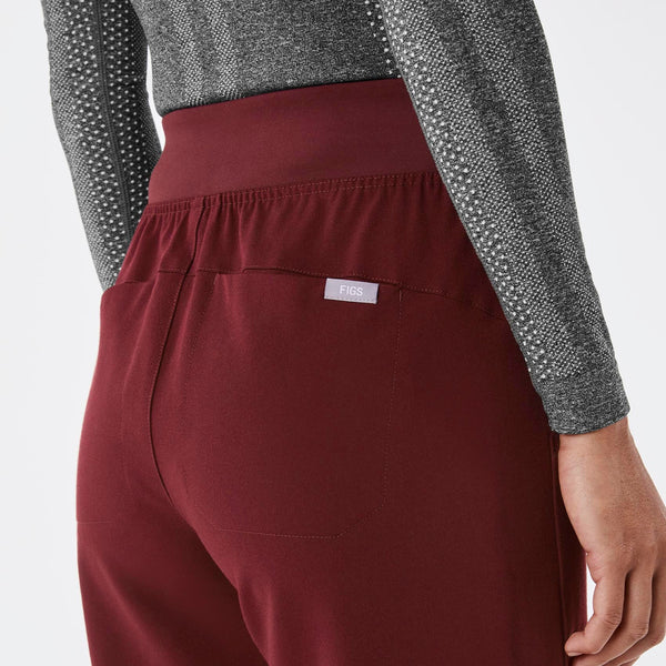 Women's Burgundy Isabel High-Rise Wide-Leg - Petite Scrub Pant