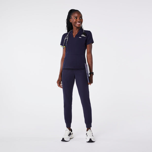 Women's Navy Lillian Slim V-Neck Peplum - Scrub Top
