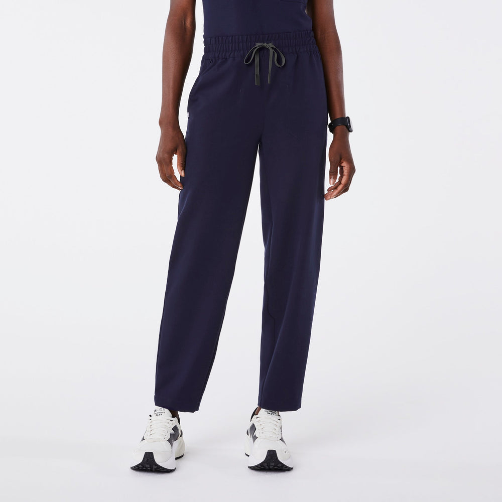 Women's Navy High-Rise Sheridan - Petite Relaxed Barrel-Leg Scrub Pant
