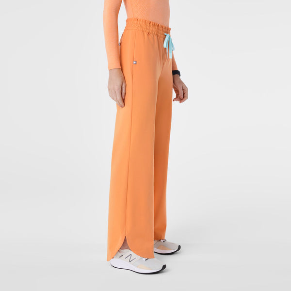 Women's Shaka Orange Marseille High-Rise Wide-Leg - Petite Scrub Pant