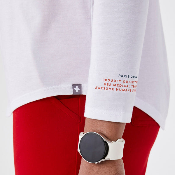 Women's White FIGS x Team USA - Long-Sleeve Underscrub