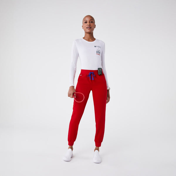 Women's White FIGS x Team USA - Long-Sleeve Underscrub