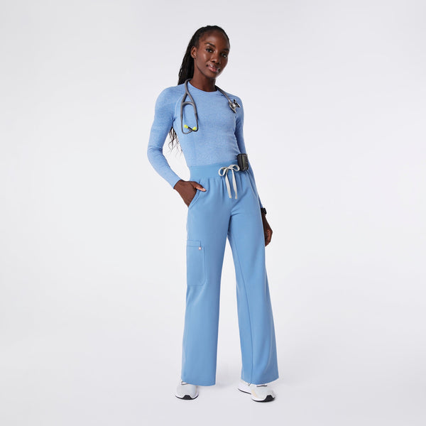 Women's Ceil Blue Isabel High-Rise Wide-Leg - Petite Scrub Pant