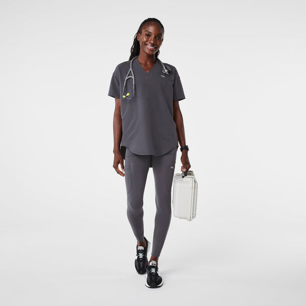Women's Charcoal Halle Short-Sleeve V-Neck Tunic - Scrub Top
