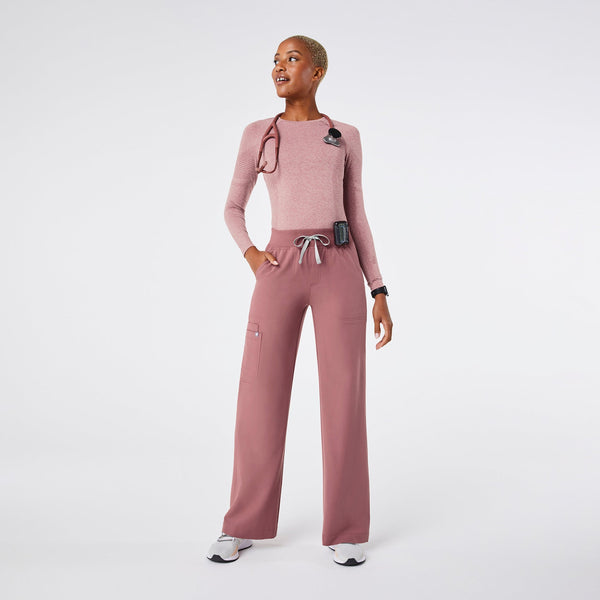 Women's Mauve Isabel High-Rise Wide-Leg - Petite Scrub Pant