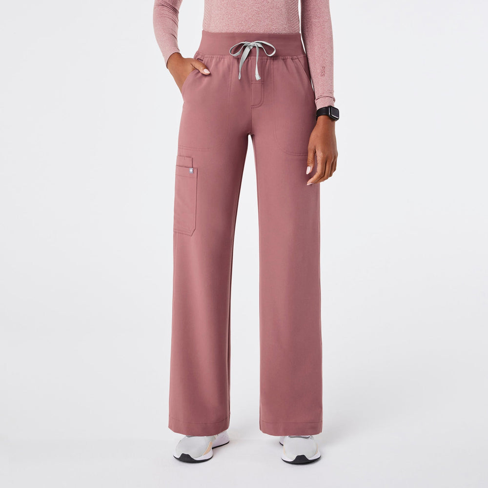 Women's Mauve Isabel High-Rise Wide-Leg - Petite Scrub Pant