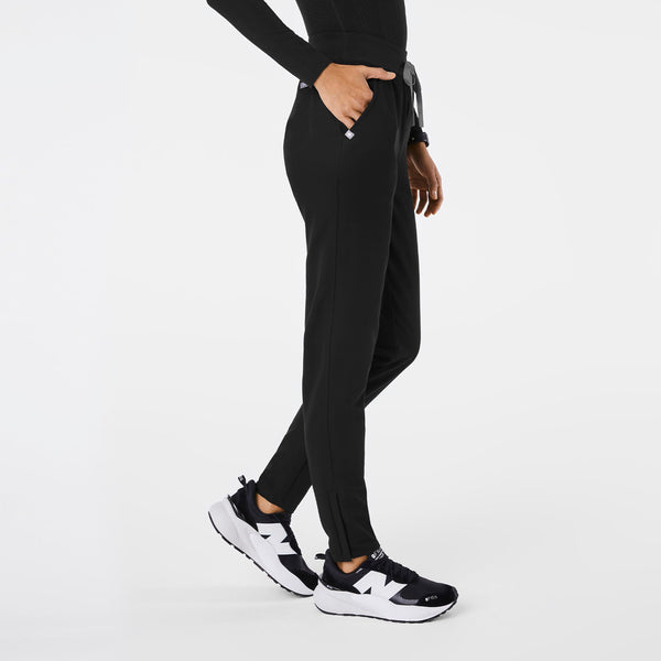 Women's Black High-Rise Bristol Petite Slim Tapered Scrub Pant