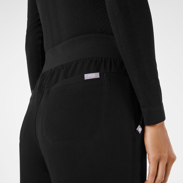 Women's Black High-Rise Bristol Petite Slim Tapered Scrub Pant