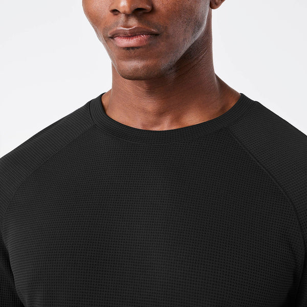 Men's Black Waffle - Long-Sleeve Underscrub