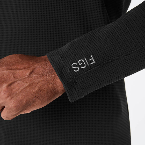 Men's Black Waffle - Long-Sleeve Underscrub