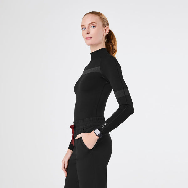 Women's Black Salta Reflective Mock-Neck Long-Sleeve Underscrub