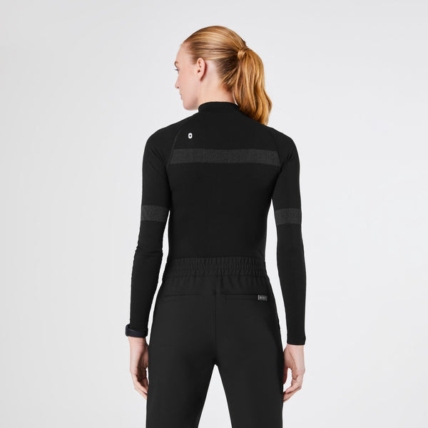 Women's Black Salta Reflective Mock-Neck Long-Sleeve Underscrub