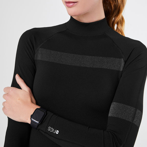 Women's Black Salta Reflective Mock-Neck Long-Sleeve Underscrub