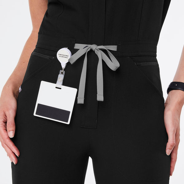 Women's Black Rafaela Wide-Leg - Petite ScrubJumpsuit™