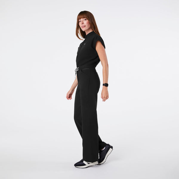 Women's Black Rafaela Wide-Leg - Petite ScrubJumpsuit™