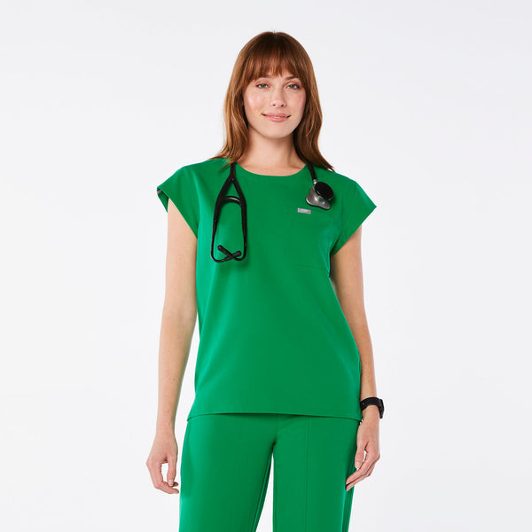 Women's Evergreen Lucia Relaxed Crewneck Scrub Top