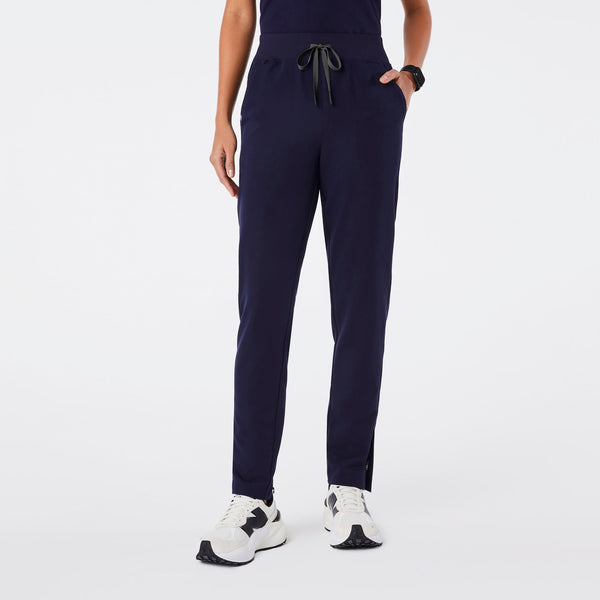 Women's Navy High-Rise Bristol Petite Slim Tapered Scrub Pant
