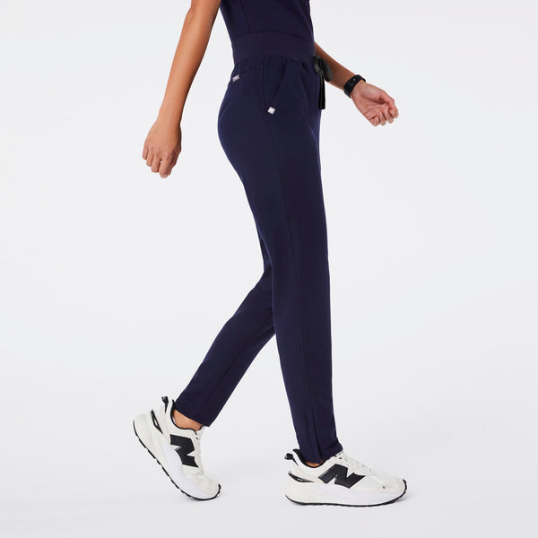 Women's Navy High-Rise Bristol Petite Slim Tapered Scrub Pant