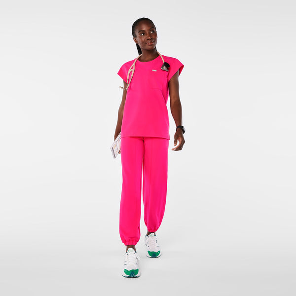 Women's Shocking Pink Lucia Relaxed Crewneck - Scrub Top
