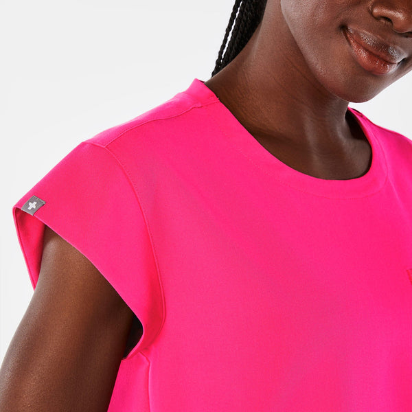 Women's Shocking Pink Lucia Relaxed Crewneck - Scrub Top