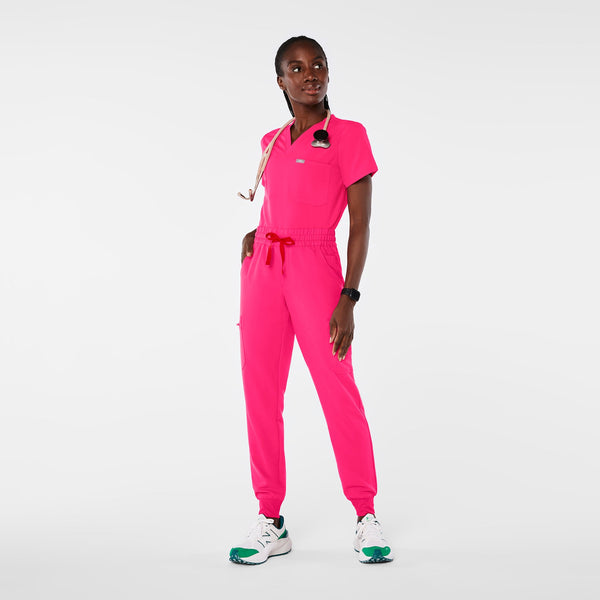 Women's Shocking Pink Uman Relaxed Petite Jogger Scrub Pant