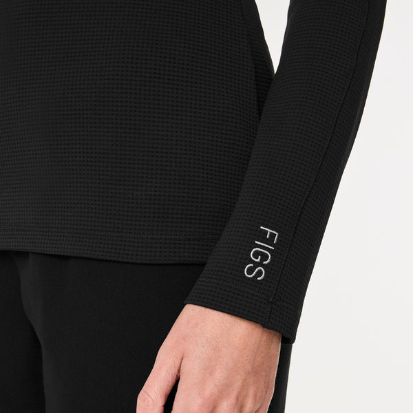 Women's Black Waffle - Long-Sleeve Underscrub