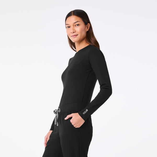 Women's Black Palmer Ribbed- Long-Sleeve Underscrub