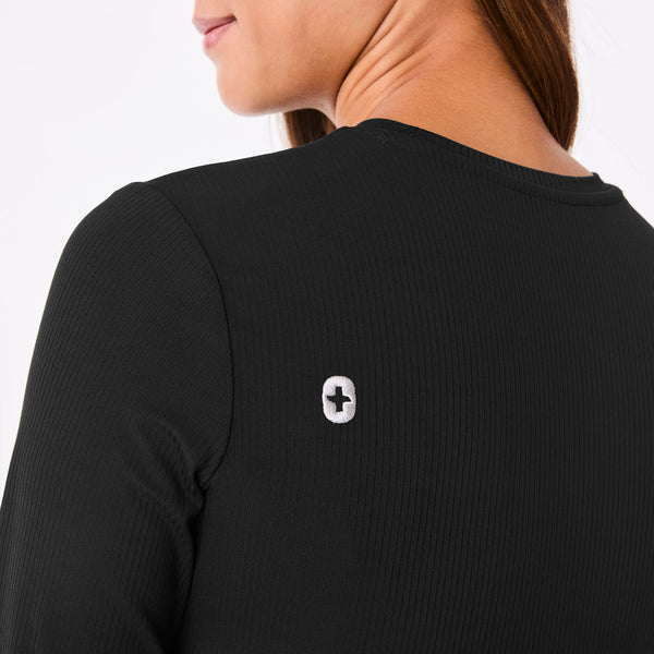 Women's Black Palmer Ribbed- Long-Sleeve Underscrub