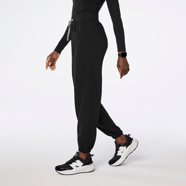 Women's Black High-Rise Rio Relaxed Jogger Petite Scrub Pant