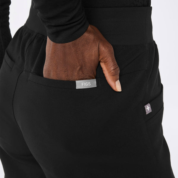 Women's Black High-Rise Rio Relaxed Jogger Petite Scrub Pant