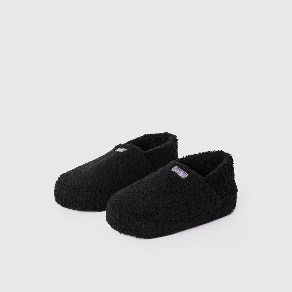 Unisex Black High-Pile Slippers