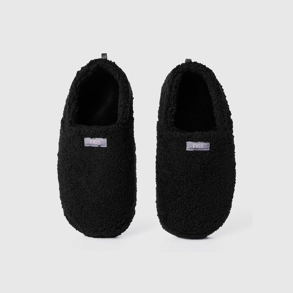 Unisex Black High-Pile Slippers