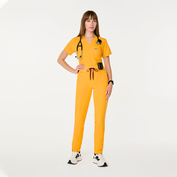 Women's Emergency Yellow High-Rise Bristol Petite Slim Tapered Scrub Pant