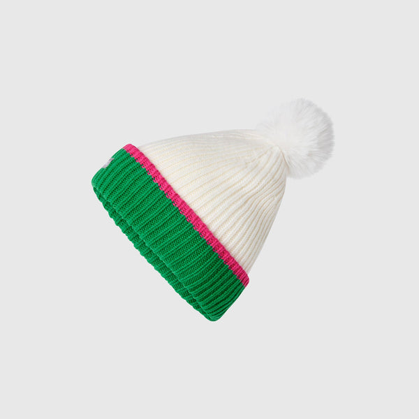 Shocking Pink / Evergreen Color Block Beanie