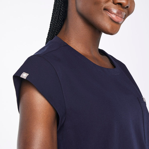 Women's Navy Lucia Relaxed Crewneck Scrub Top