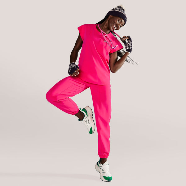 Women's Shocking Pink High-Rise Rio Relaxed Jogger Tall Scrub Pant