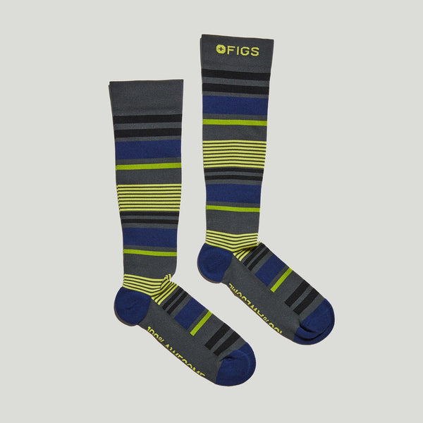 Men's Charcoal Multi Stripe - Compression Socks