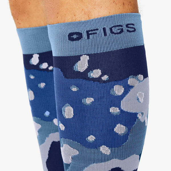 Men's Blue Camo Print - Compression Socks