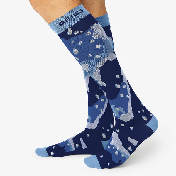 Men's Blue Camo Print - Compression Socks