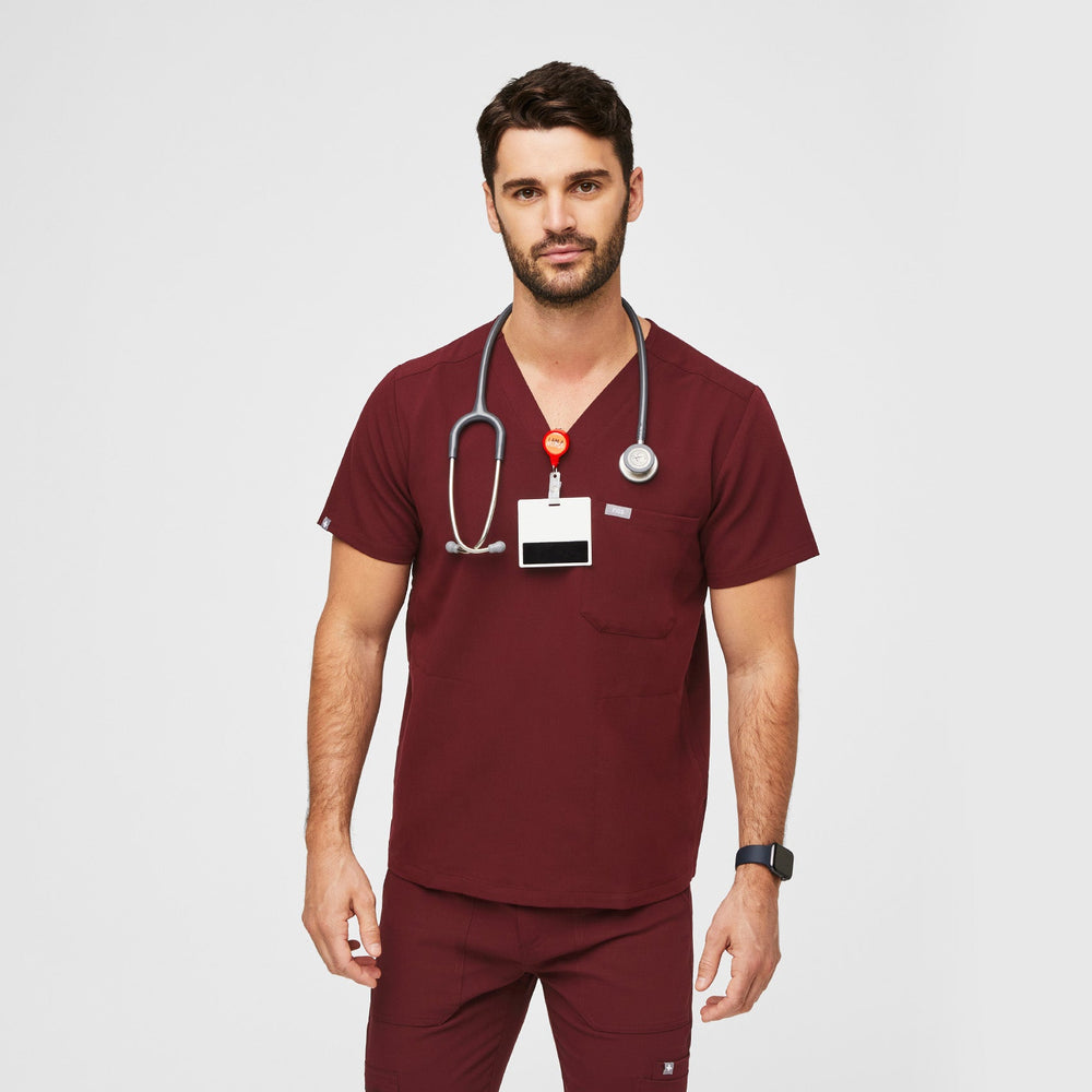 Men's Burgundy Chisec™ -  Scrub Top (3XL - 6XL)