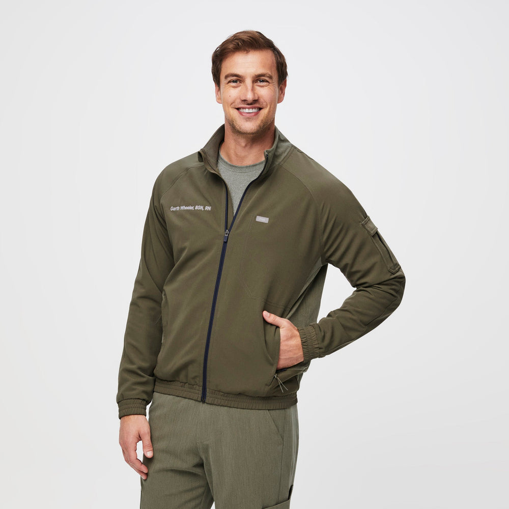 Men's Heather Olive Cobaki Modern Cargo - Scrub Jacket