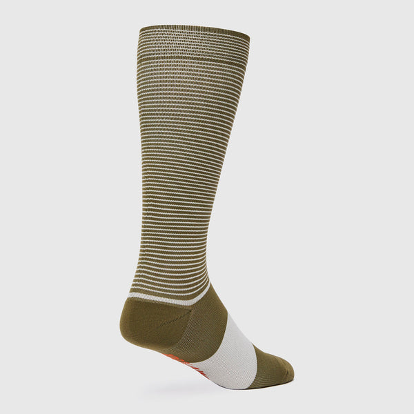 Men's Heather Olive Double Stripe - Compression Socks