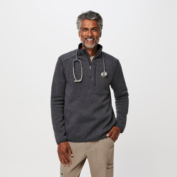 Men's Heather Dark Charcoal On-Shift™ ¼ Zip - Sweater-Knit