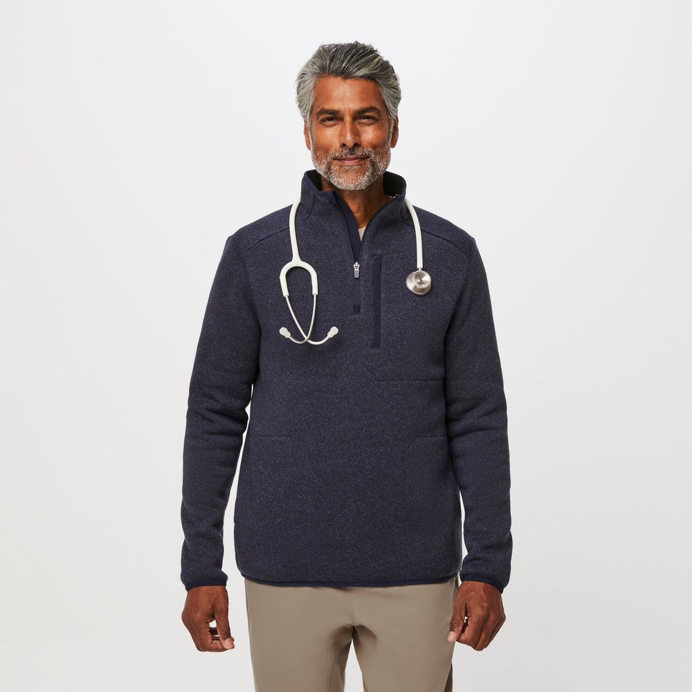 Men's Heather Navy On-Shift™ ¼ Zip - Sweater-Knit